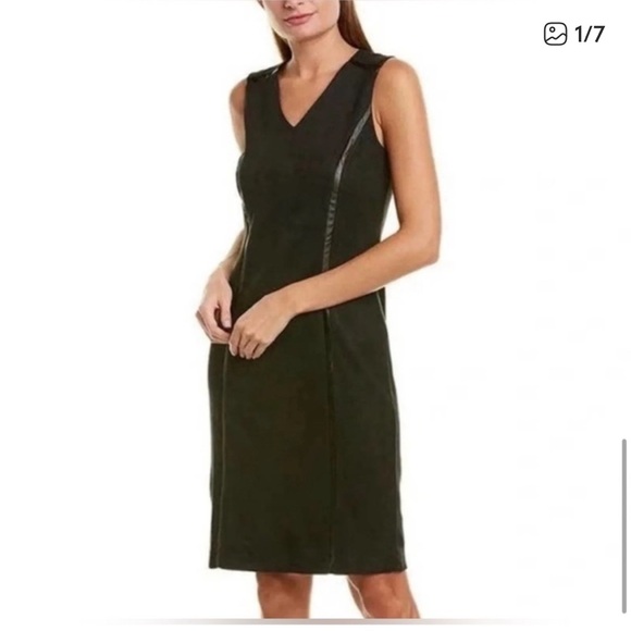 J. MCLAUGHLIN Faux Suede Dominique Sheath Vegan Leather Sleeveless Dress - Picture 2 of 6